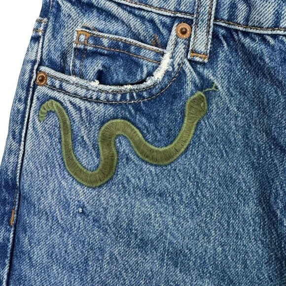 NEW Reformation Handicraft Embroidered High Rise Straight Jeans Juno Size 23 - Picture 8 of 14